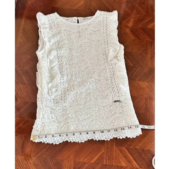 Guess White Lace Ruffle Trim Sleeveless Top Size Girls 16 - Picture 5 of 15